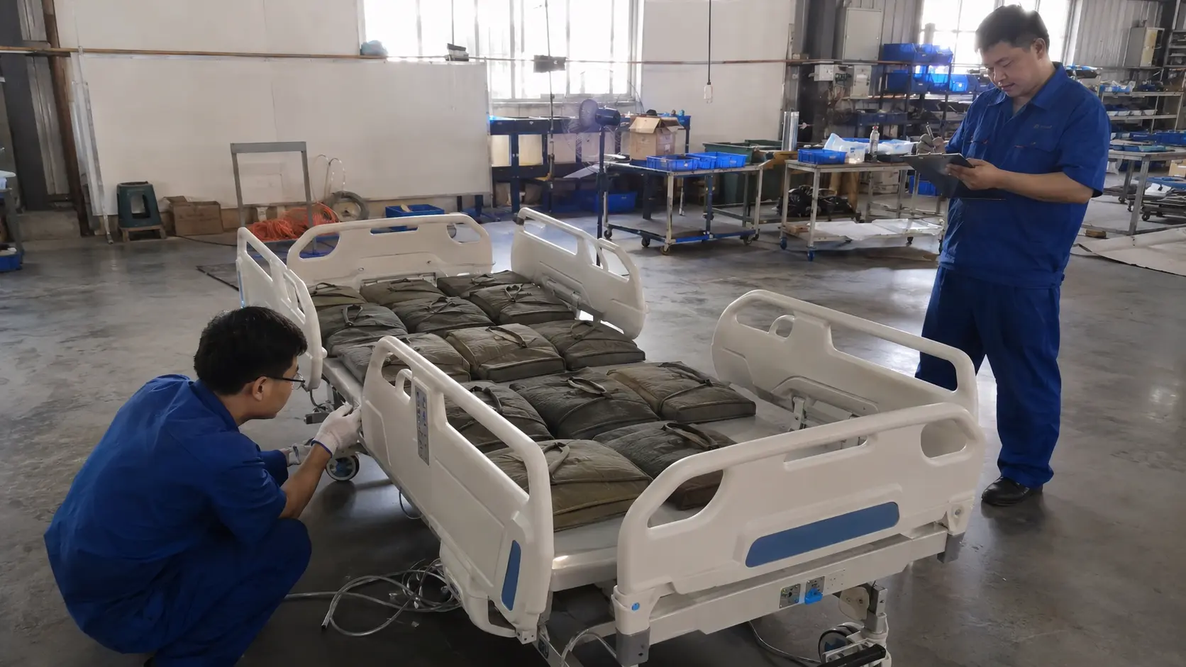 Hospital bed frame stress test 250 kg load