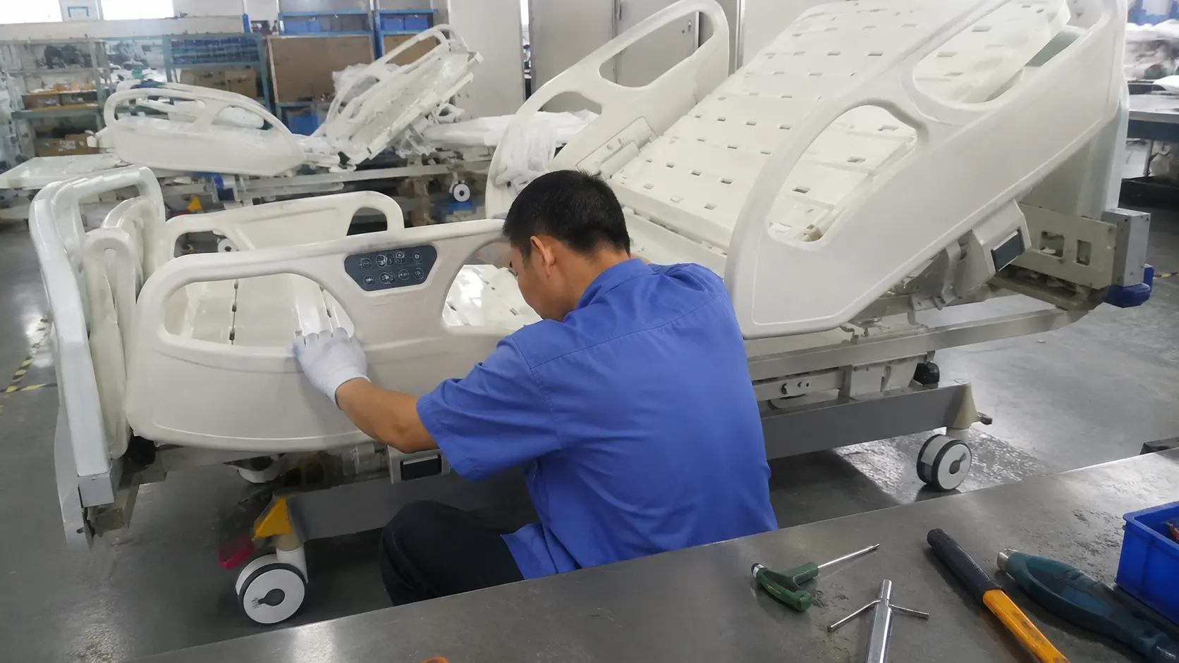 Pre-shipment quality control inspection of hospital bed