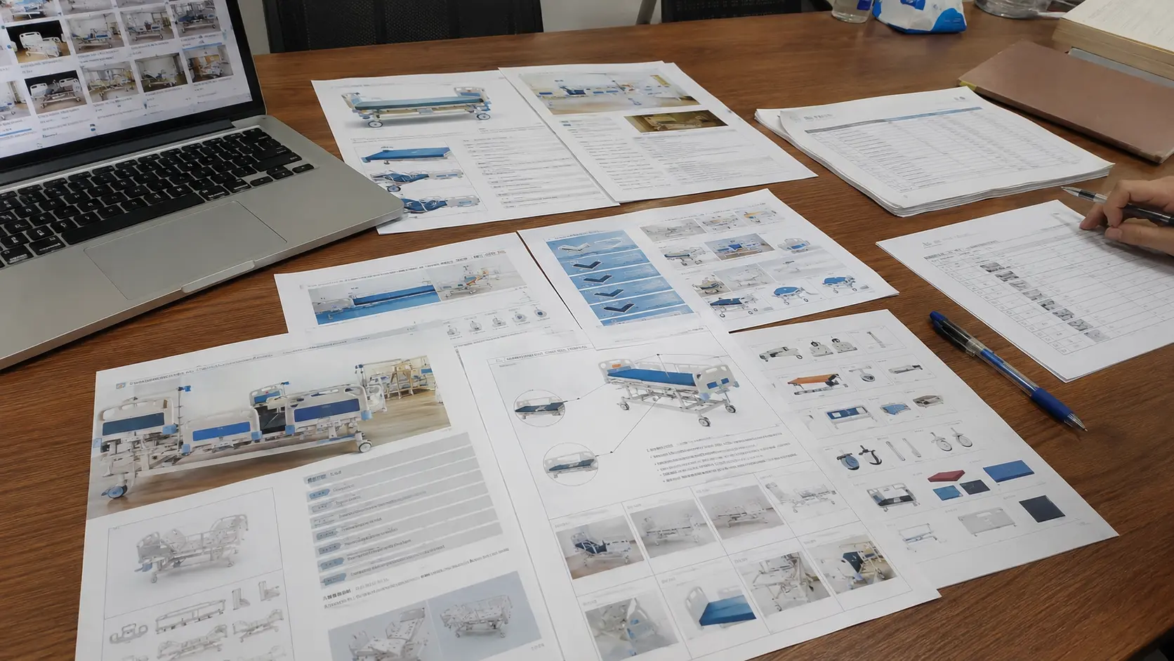 Hospital bed specification sheet and catalog preview
